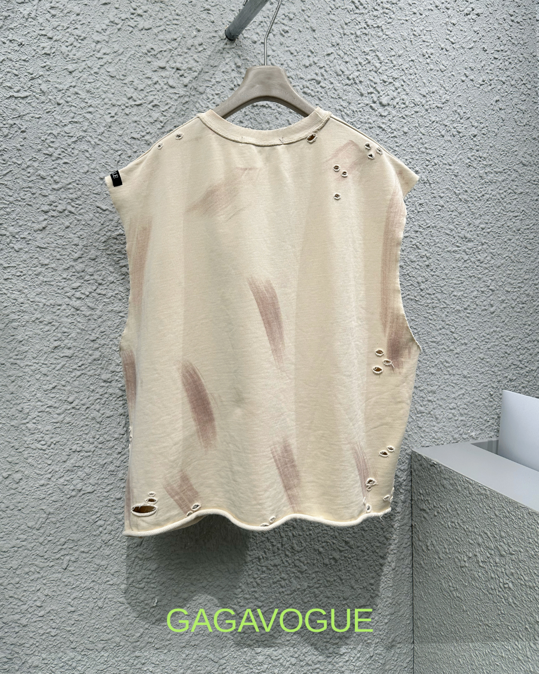 GAGAVOGUE BE YOURSELVES DISTRESSED WASHED SLEEVELESS TANK TOP
