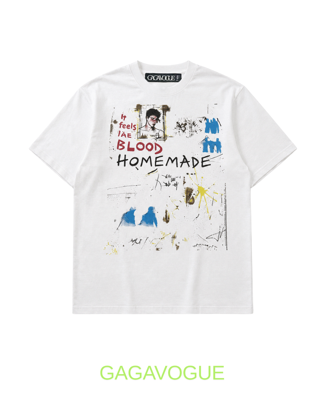 GAGAVOGUE HOMEMADE BLOOD GRAFFITI GRAPHIC OVERSIZED T-SHIRT