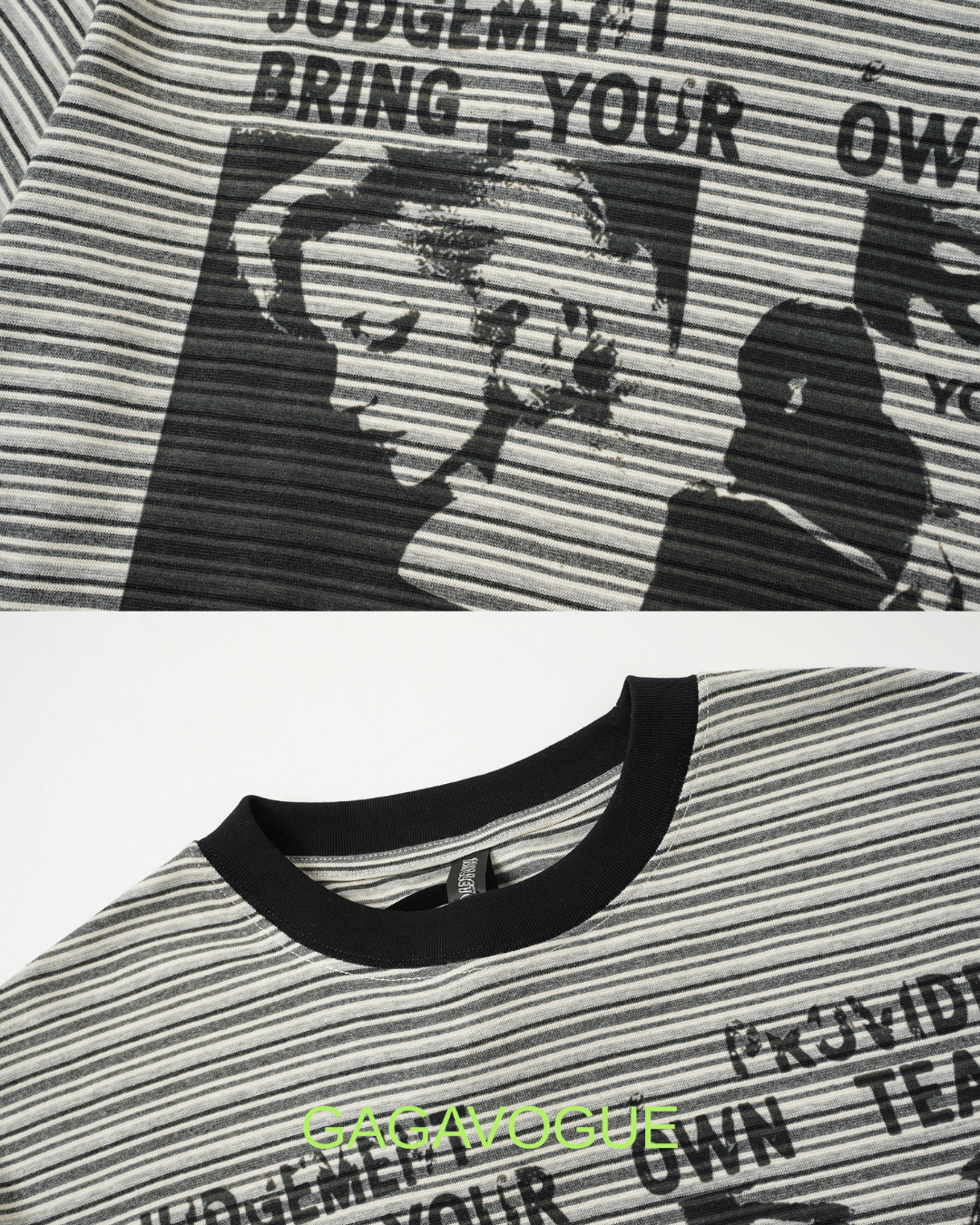 GAGAVOGUE LONELY STRIPE GRAPHIC TEE