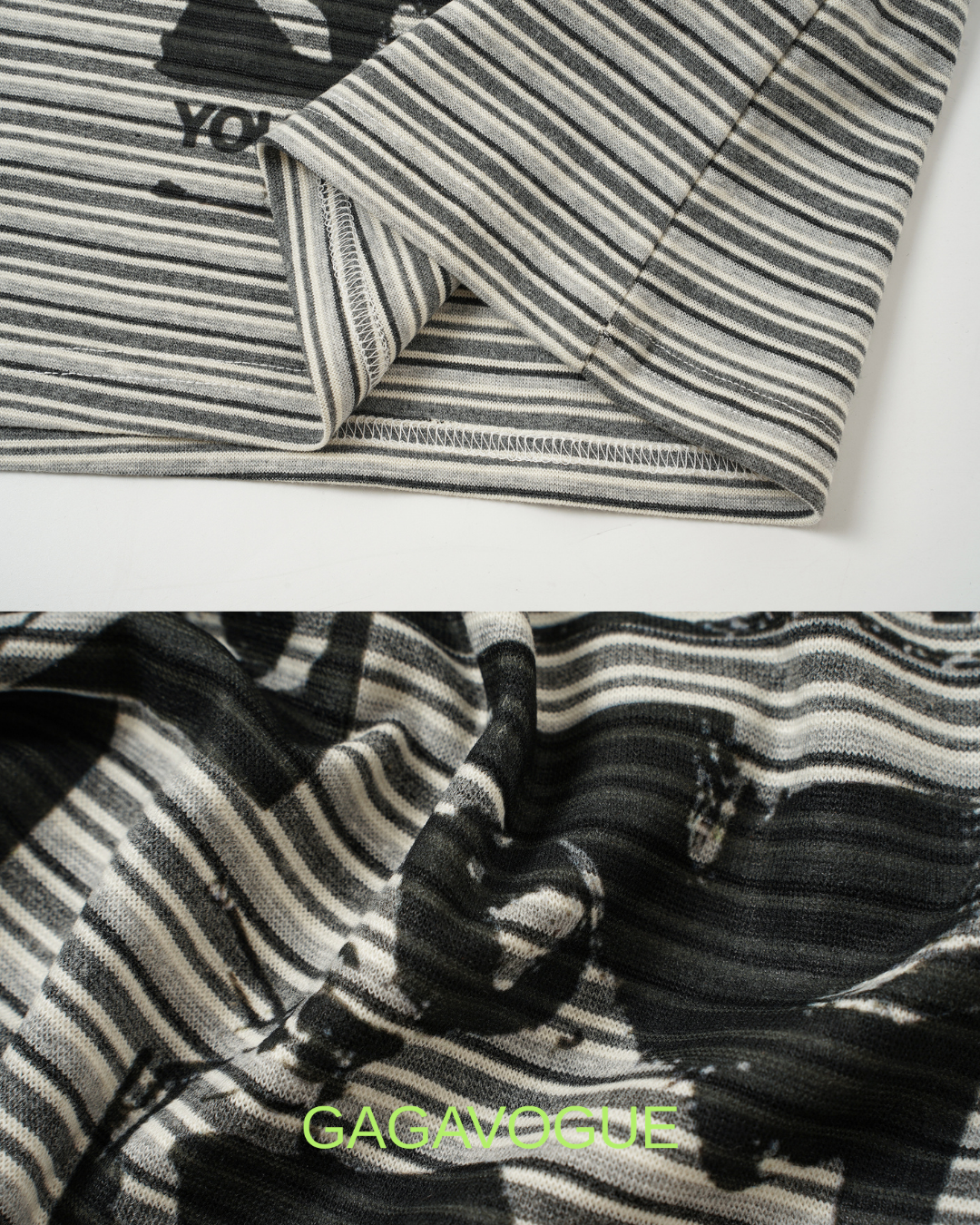 GAGAVOGUE LONELY STRIPE GRAPHIC TEE