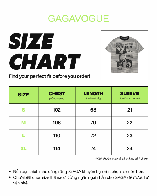 GAGAVOGUE LONELY STRIPE GRAPHIC TEE