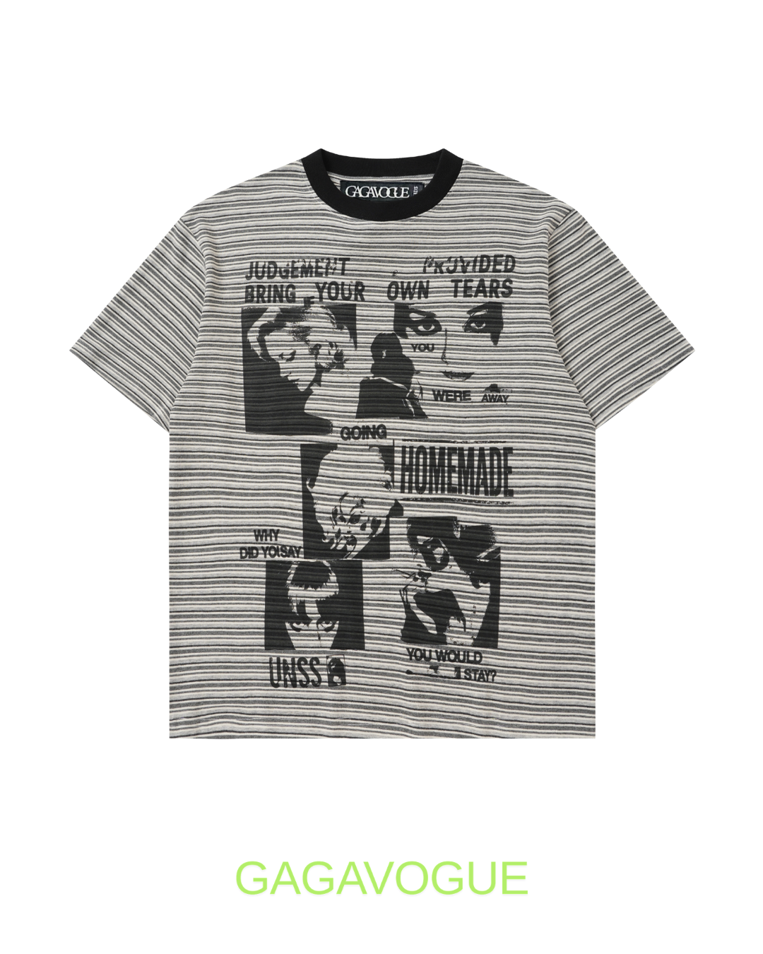 GAGAVOGUE LONELY STRIPE GRAPHIC TEE