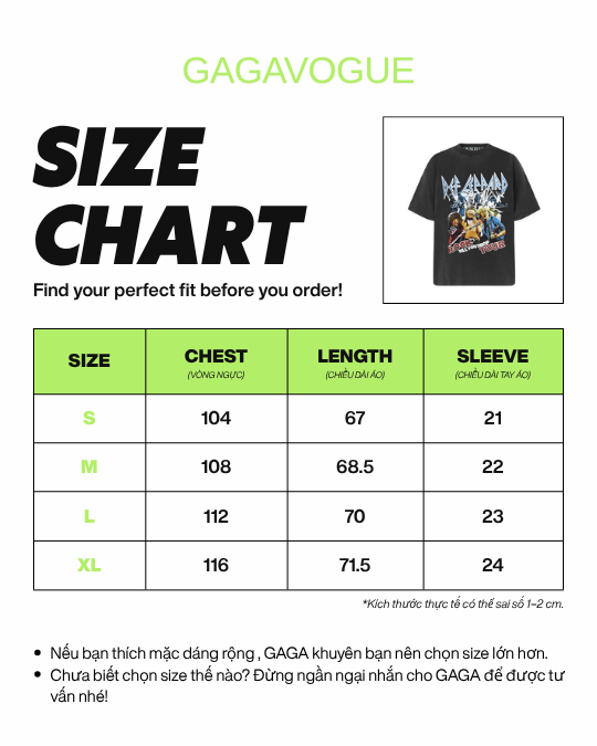 GAGAVOGUE DEF LEPPARD ROCK TILL YOU DROP TOUR OVERSIZED T-SHIRT