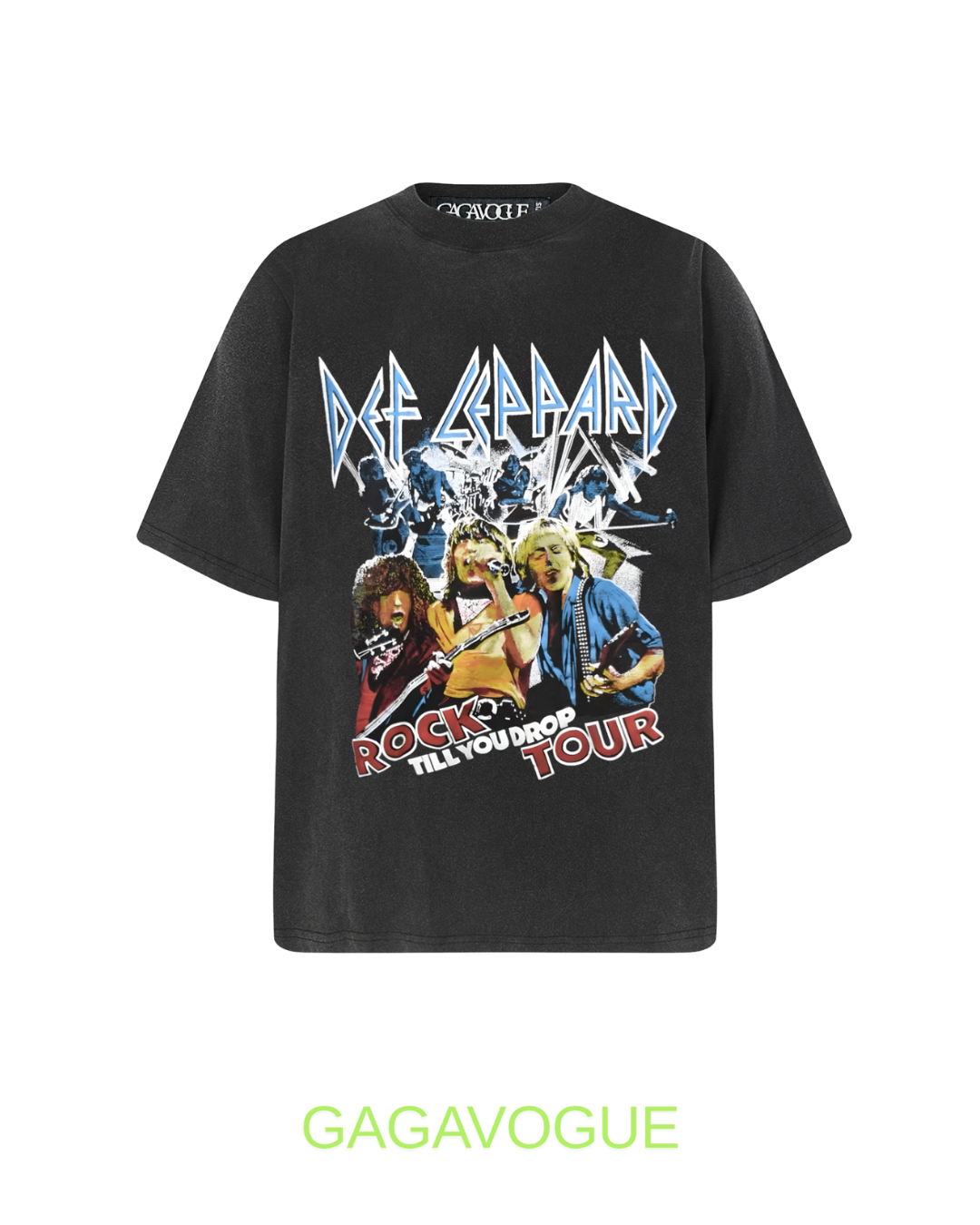 GAGAVOGUE DEF LEPPARD ROCK TILL YOU DROP TOUR OVERSIZED T-SHIRT