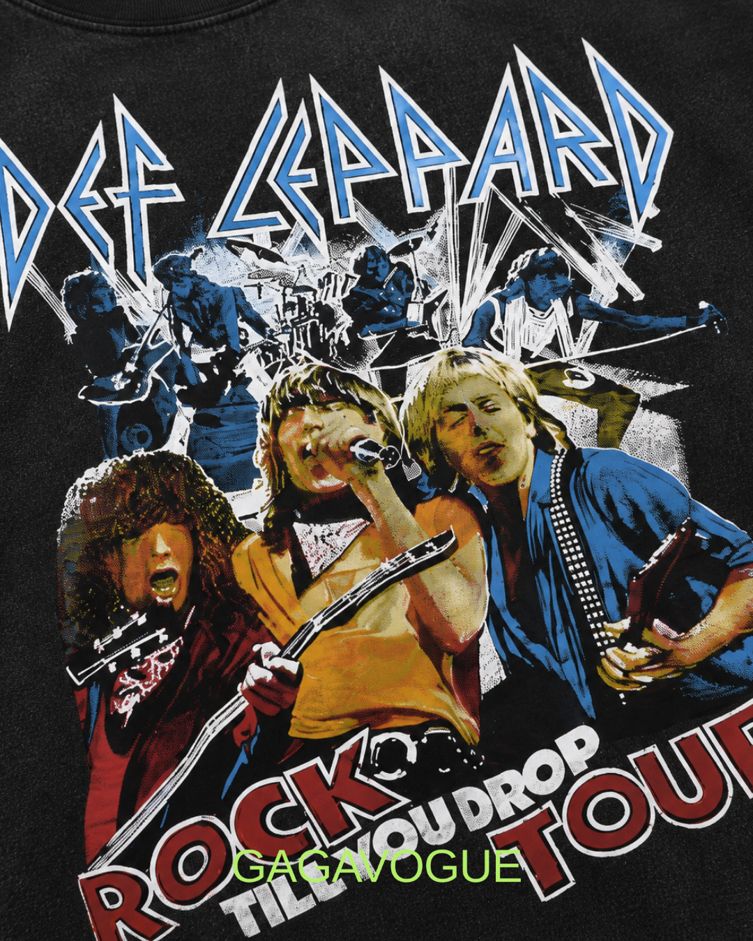 GAGAVOGUE DEF LEPPARD ROCK TILL YOU DROP TOUR OVERSIZED T-SHIRT