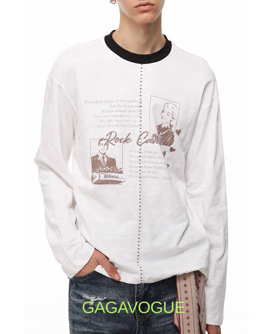 GAGAVOGUE ROCK CANDY VINTAGE GRAPHIC LONG SLEEVE T-SHIRT