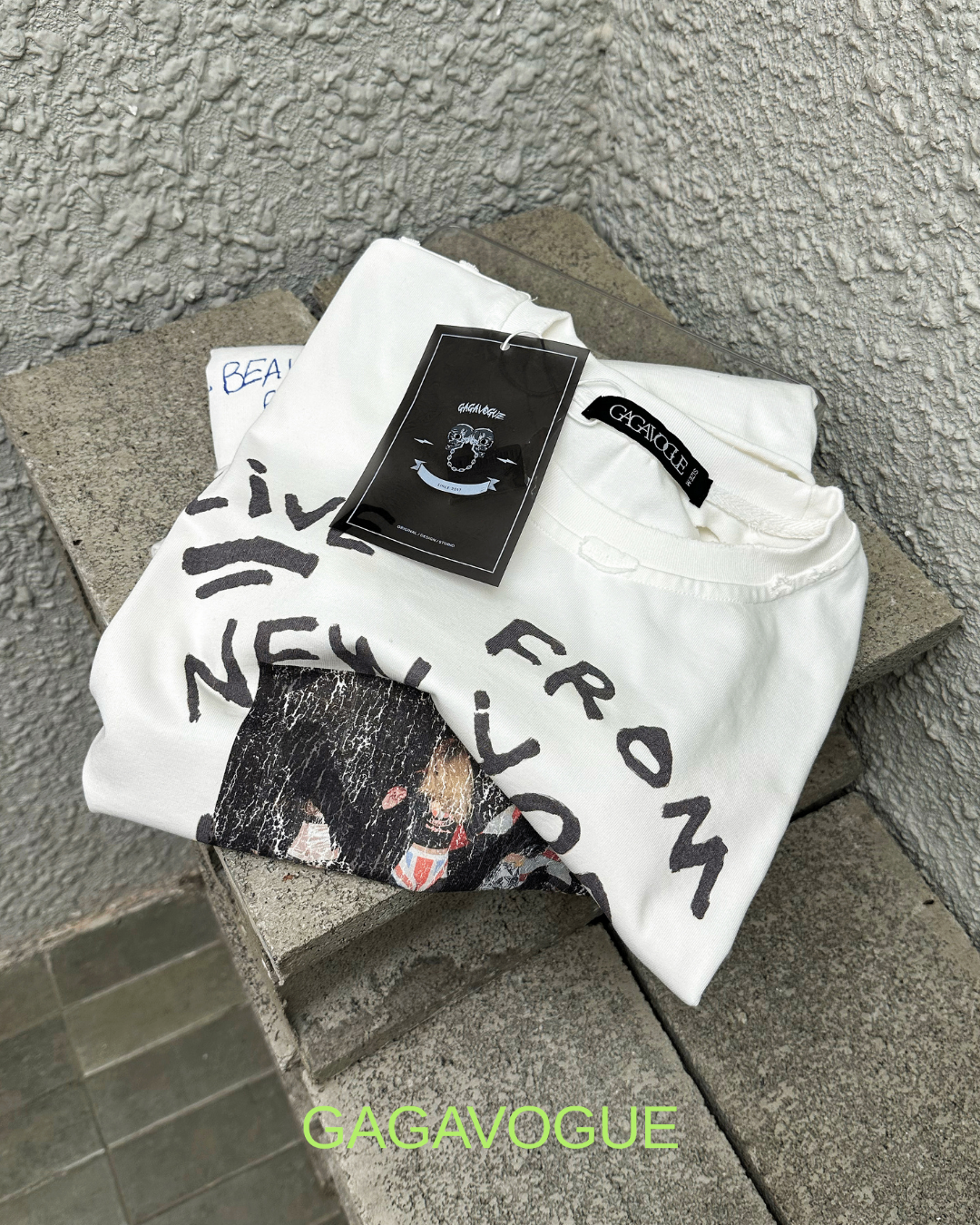 GAGAVOGUE LIVE FROM NEW YORK DISTRESSED LONG SLEEVE T-SHIRT