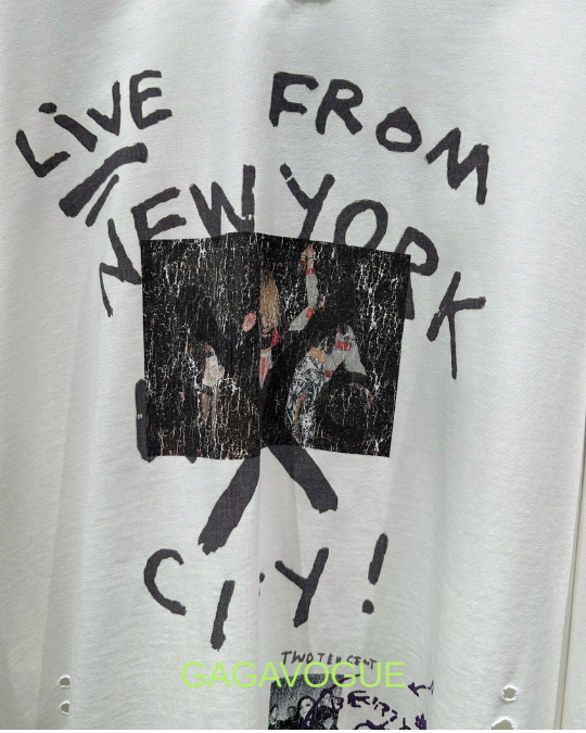 GAGAVOGUE LIVE FROM NEW YORK DISTRESSED LONG SLEEVE T-SHIRT