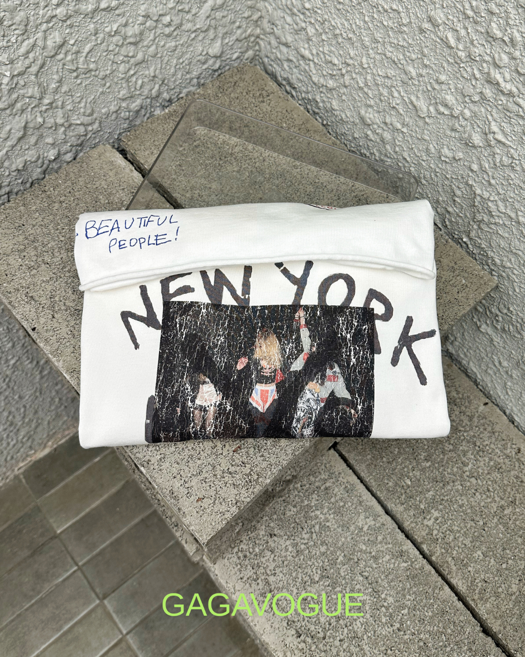 GAGAVOGUE LIVE FROM NEW YORK DISTRESSED LONG SLEEVE T-SHIRT