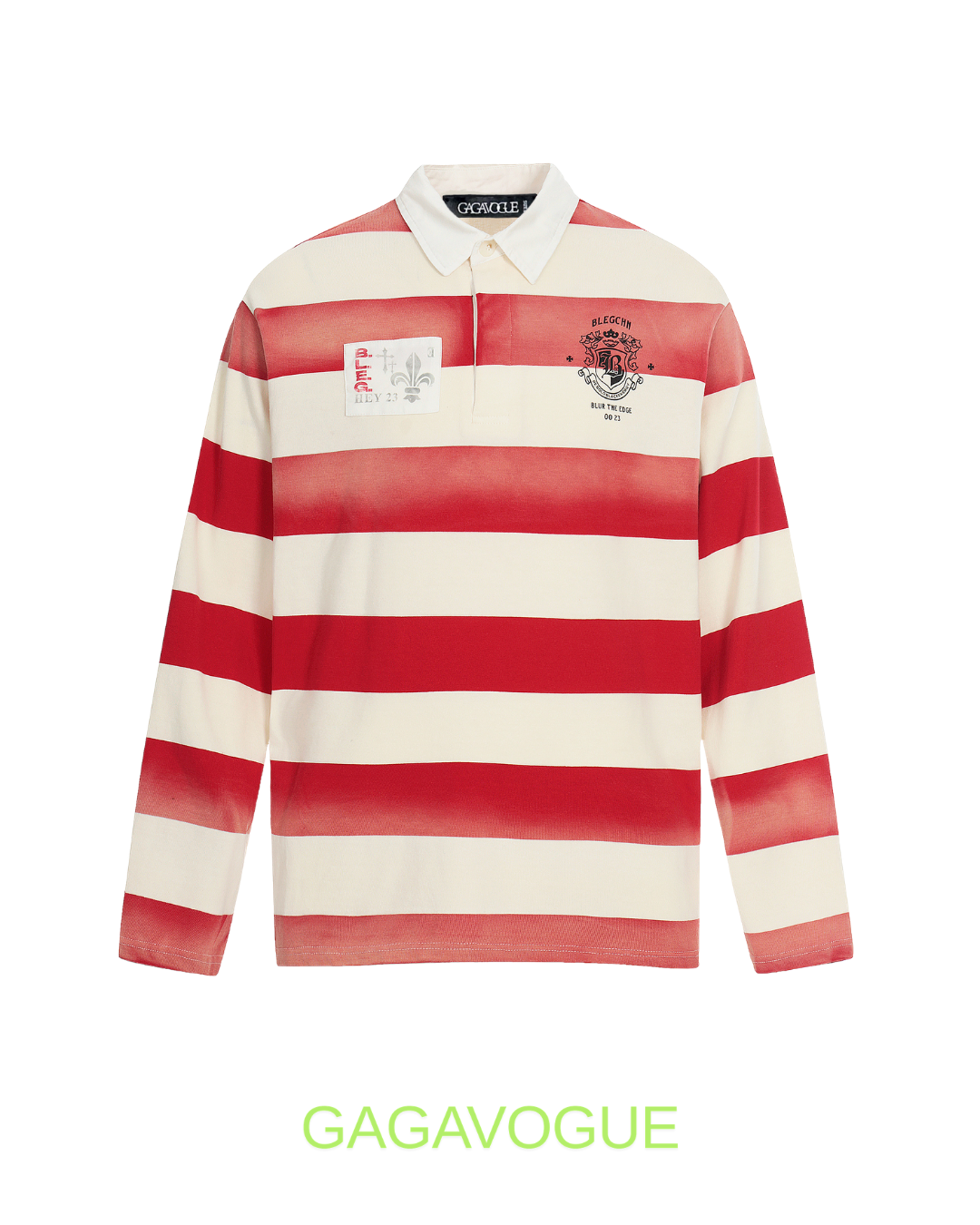 GAGAVOGUE HERITAGE STRIPED RUGBY LONG SLEEVE POLO