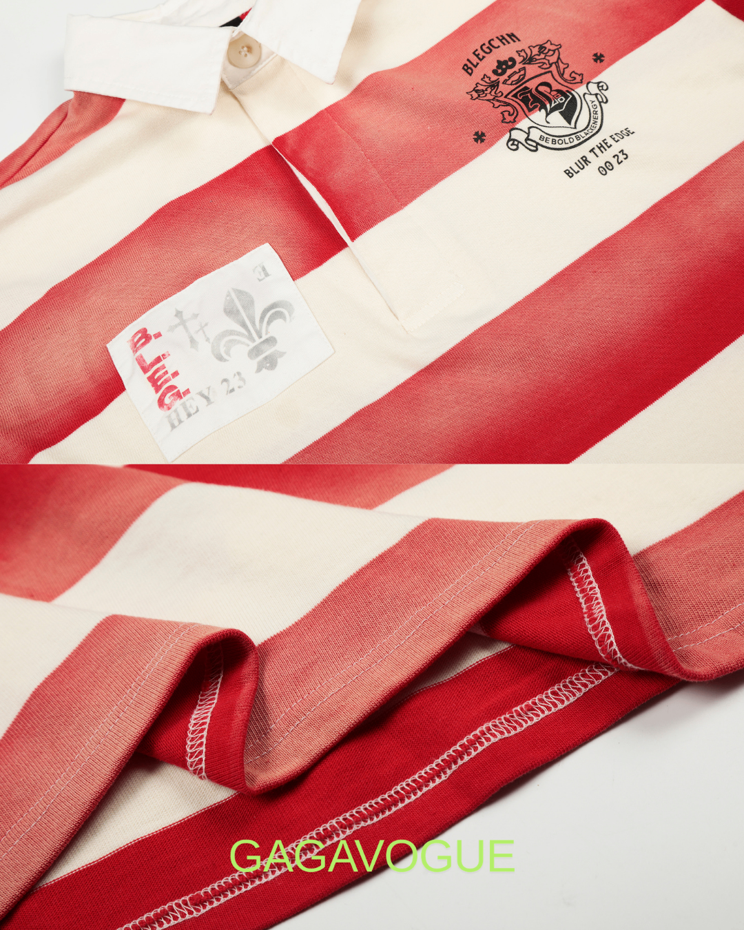 GAGAVOGUE HERITAGE STRIPED RUGBY LONG SLEEVE POLO