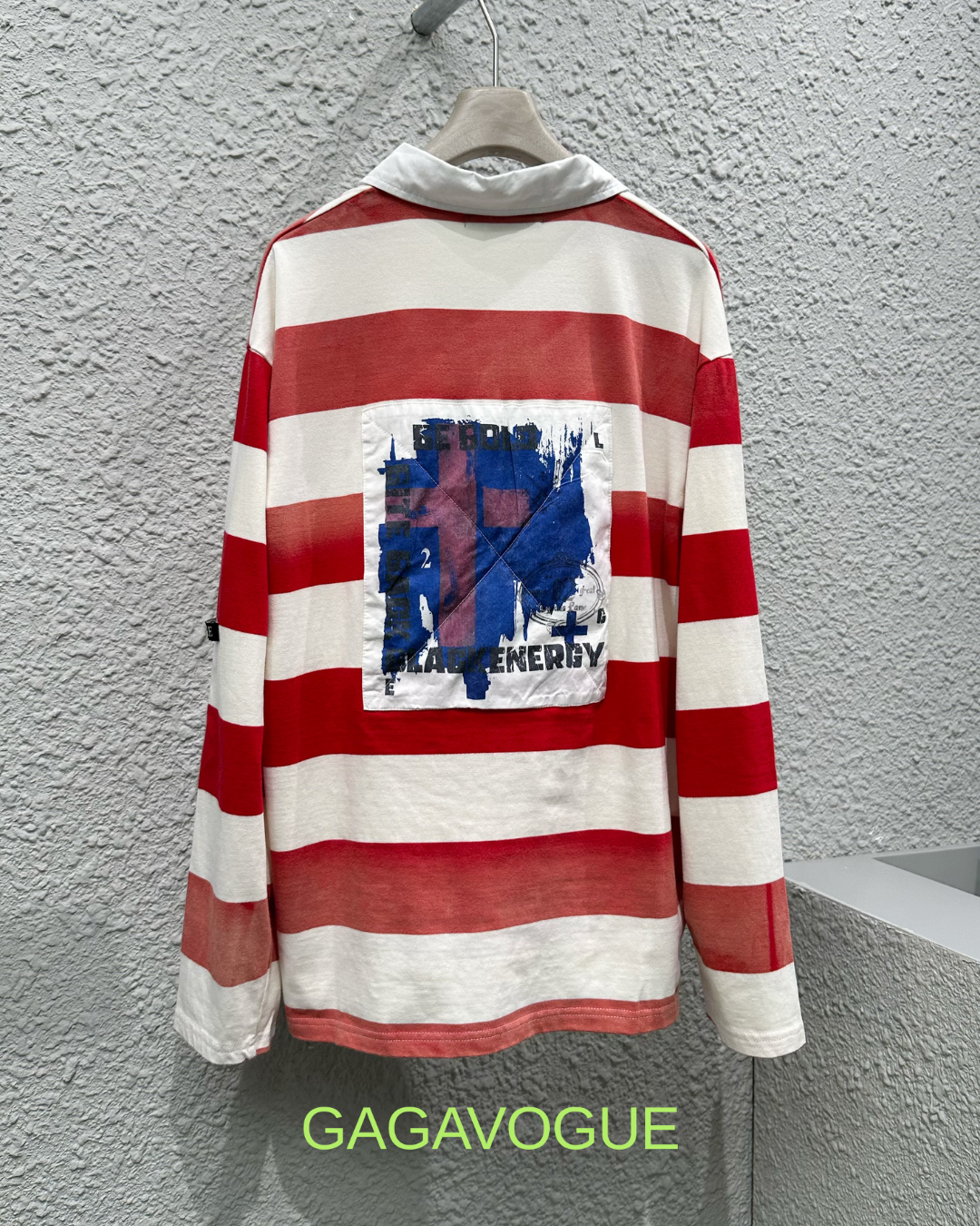 GAGAVOGUE HERITAGE STRIPED RUGBY LONG SLEEVE POLO
