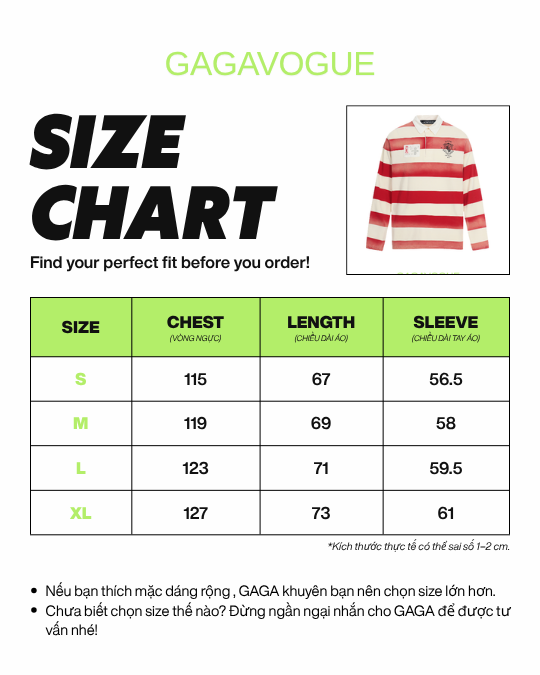 GAGAVOGUE HERITAGE STRIPED RUGBY LONG SLEEVE POLO