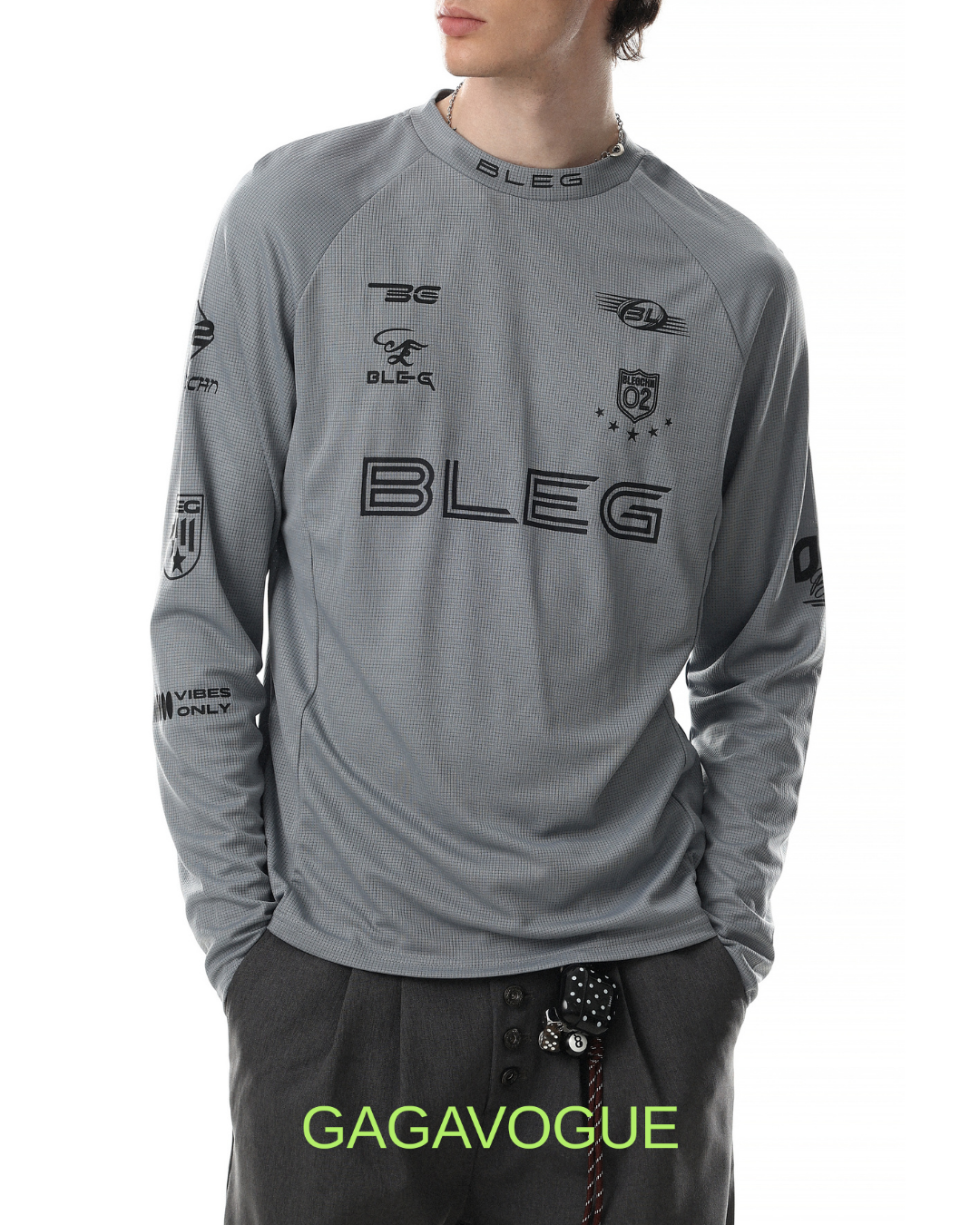 GAGAVOGUE BLEG PERFORMANCE MOCK NECK LONG SLEEVE T-SHIRT