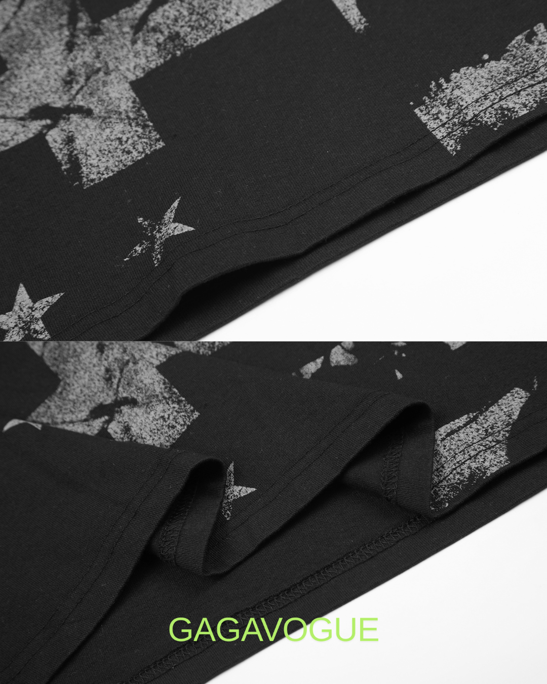 GAGAVOGUE VINTAGE FLAG WASHED GRAPHIC LONG SLEEVE T-SHIRT