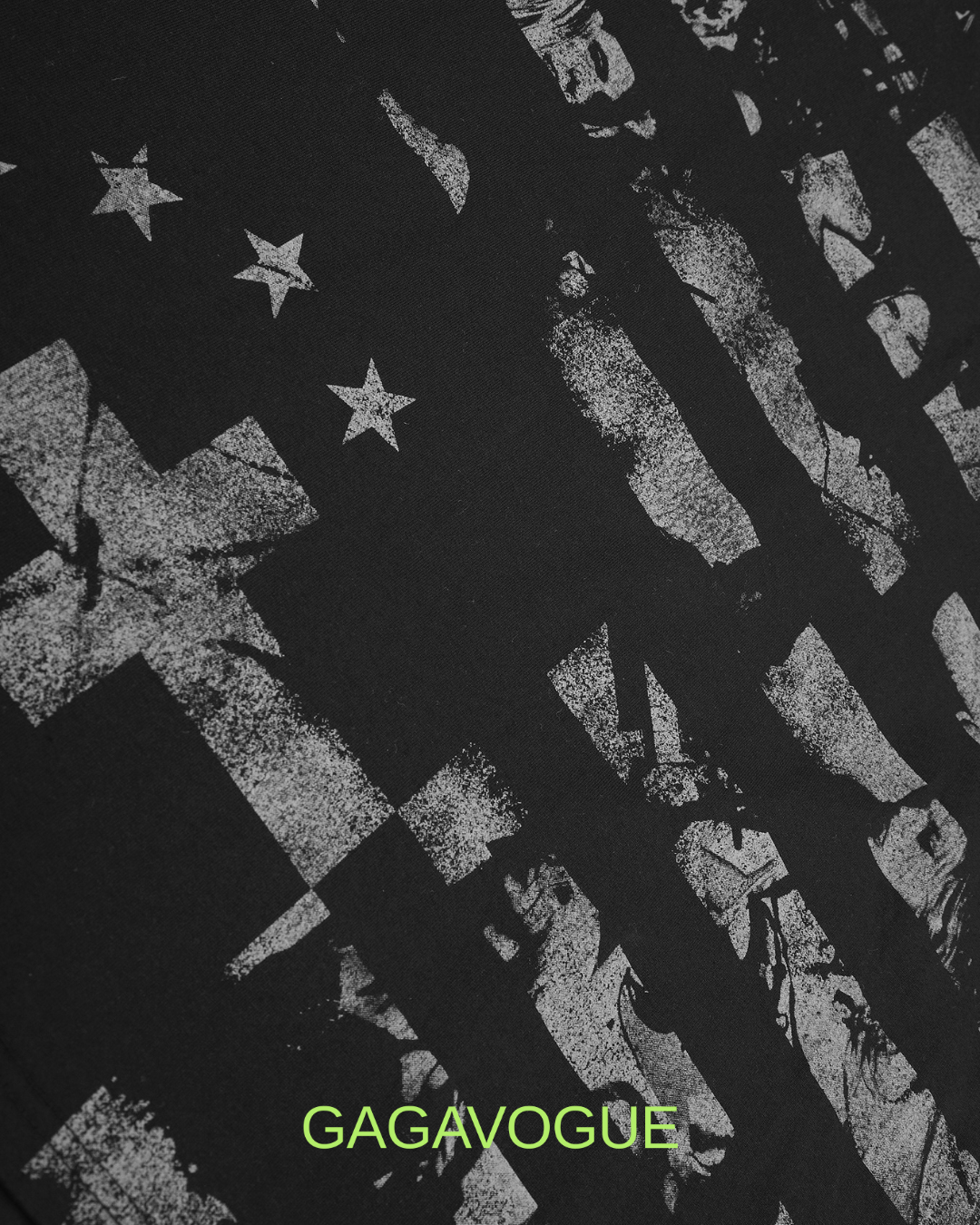 GAGAVOGUE VINTAGE FLAG WASHED GRAPHIC LONG SLEEVE T-SHIRT