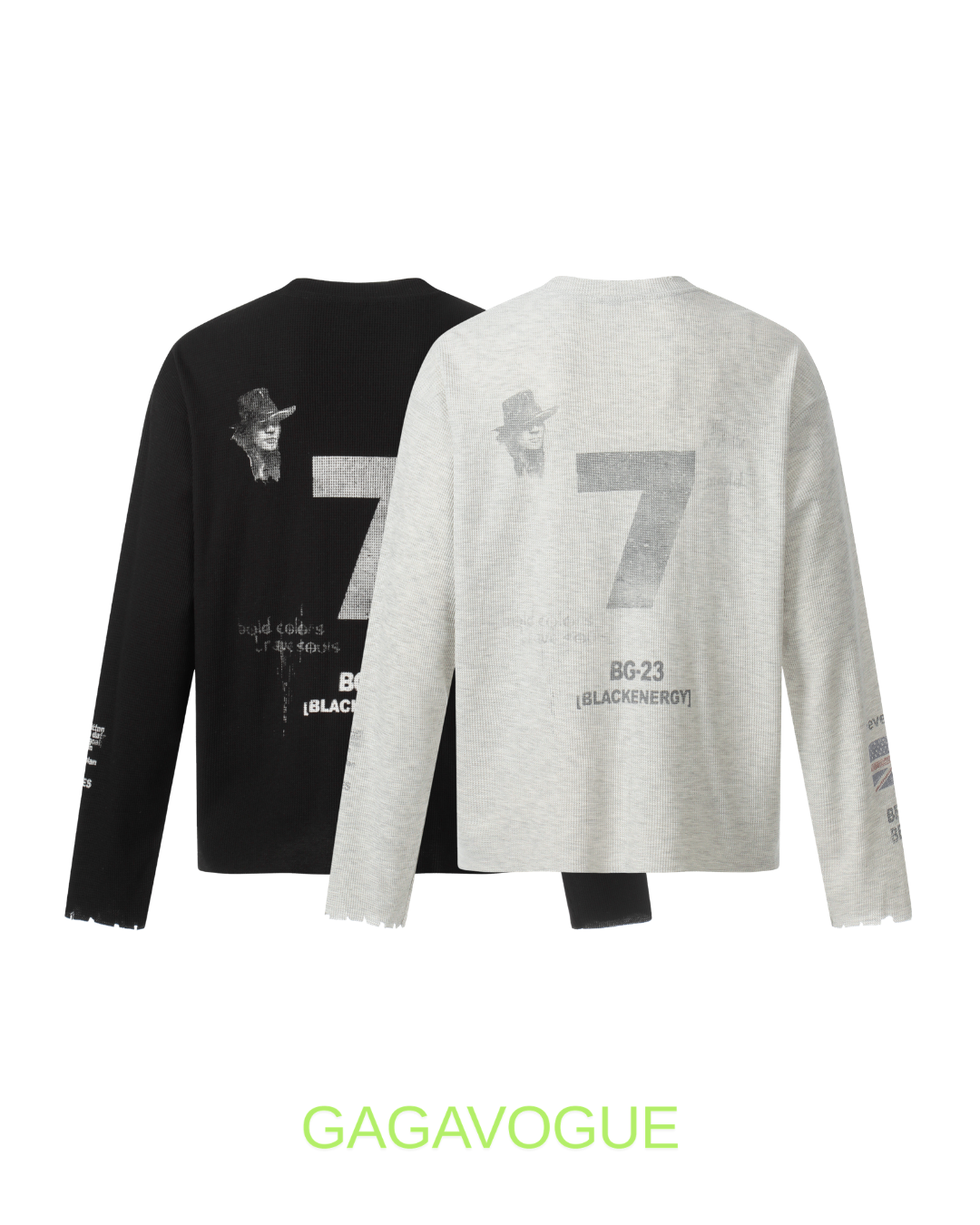 GAGAVOGUE BE BOLD UNION JACK GRAPHIC LONG SLEEVE TEE