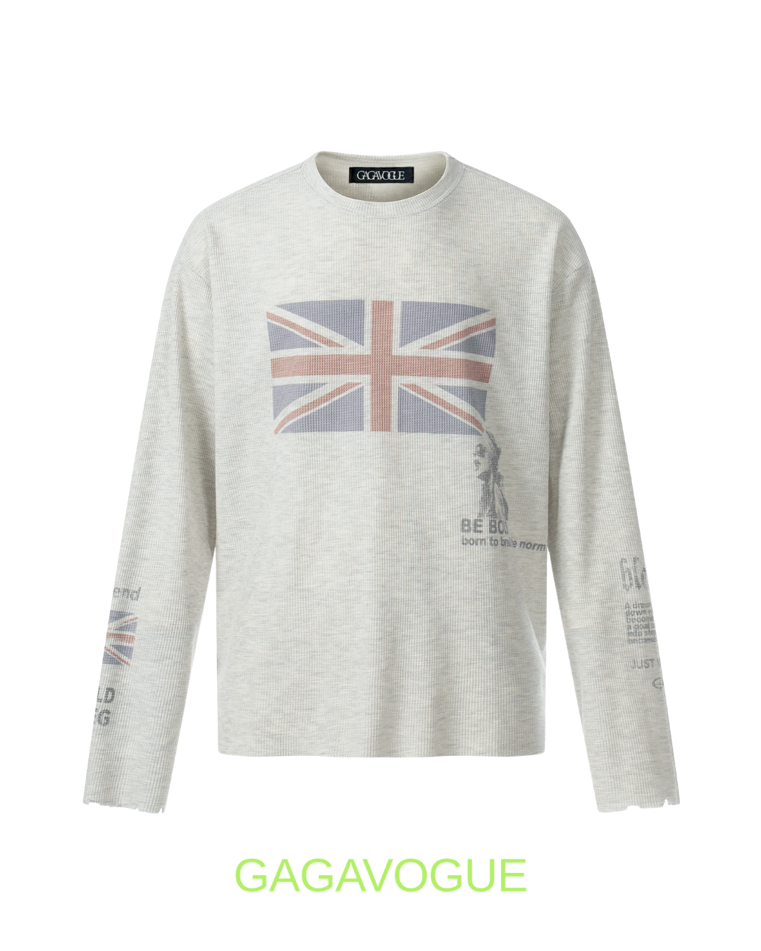 GAGAVOGUE BE BOLD UNION JACK GRAPHIC LONG SLEEVE TEE
