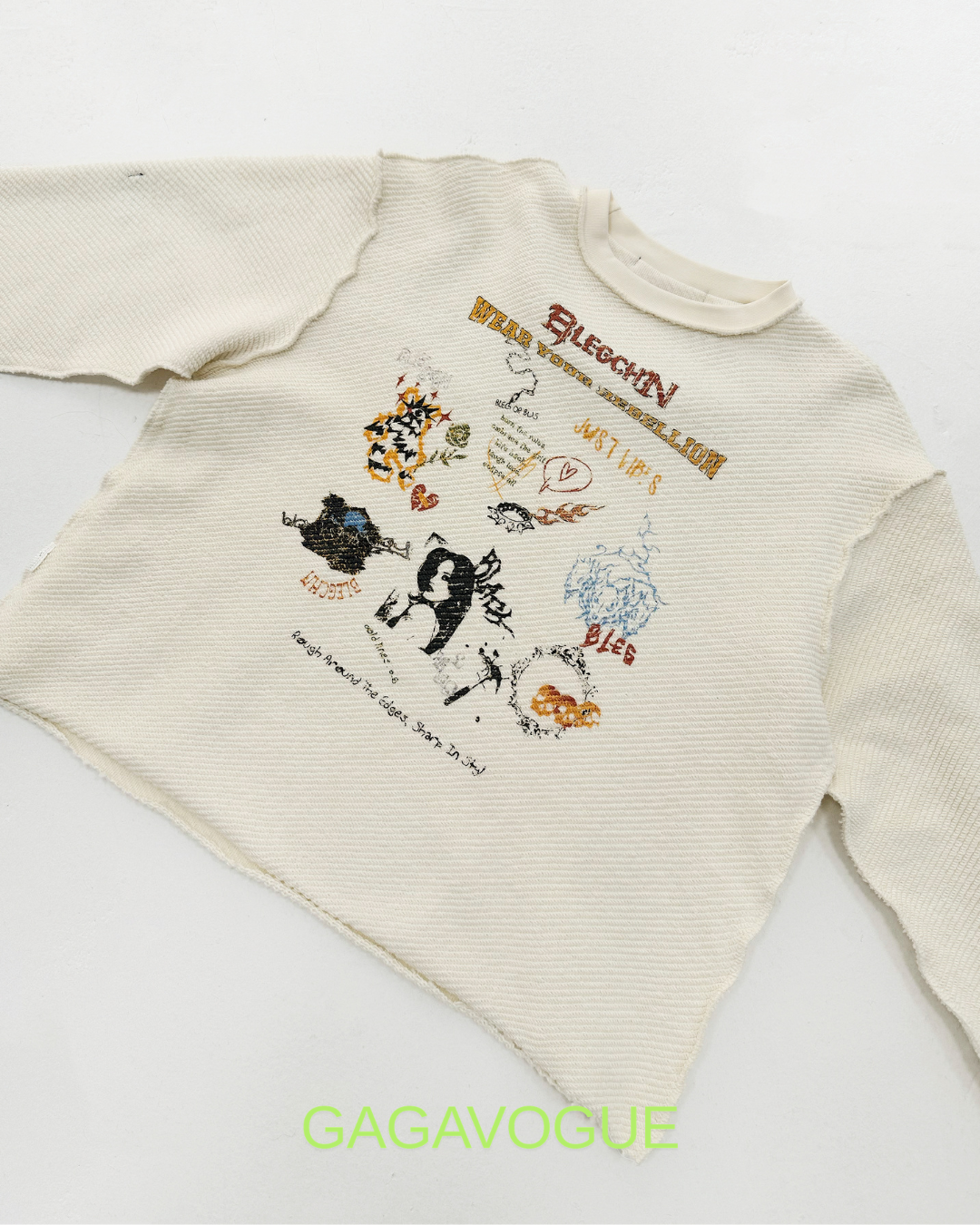 GAGAVOGUE BLEGCHN REVERSIBLE WAFFLE SWEATER