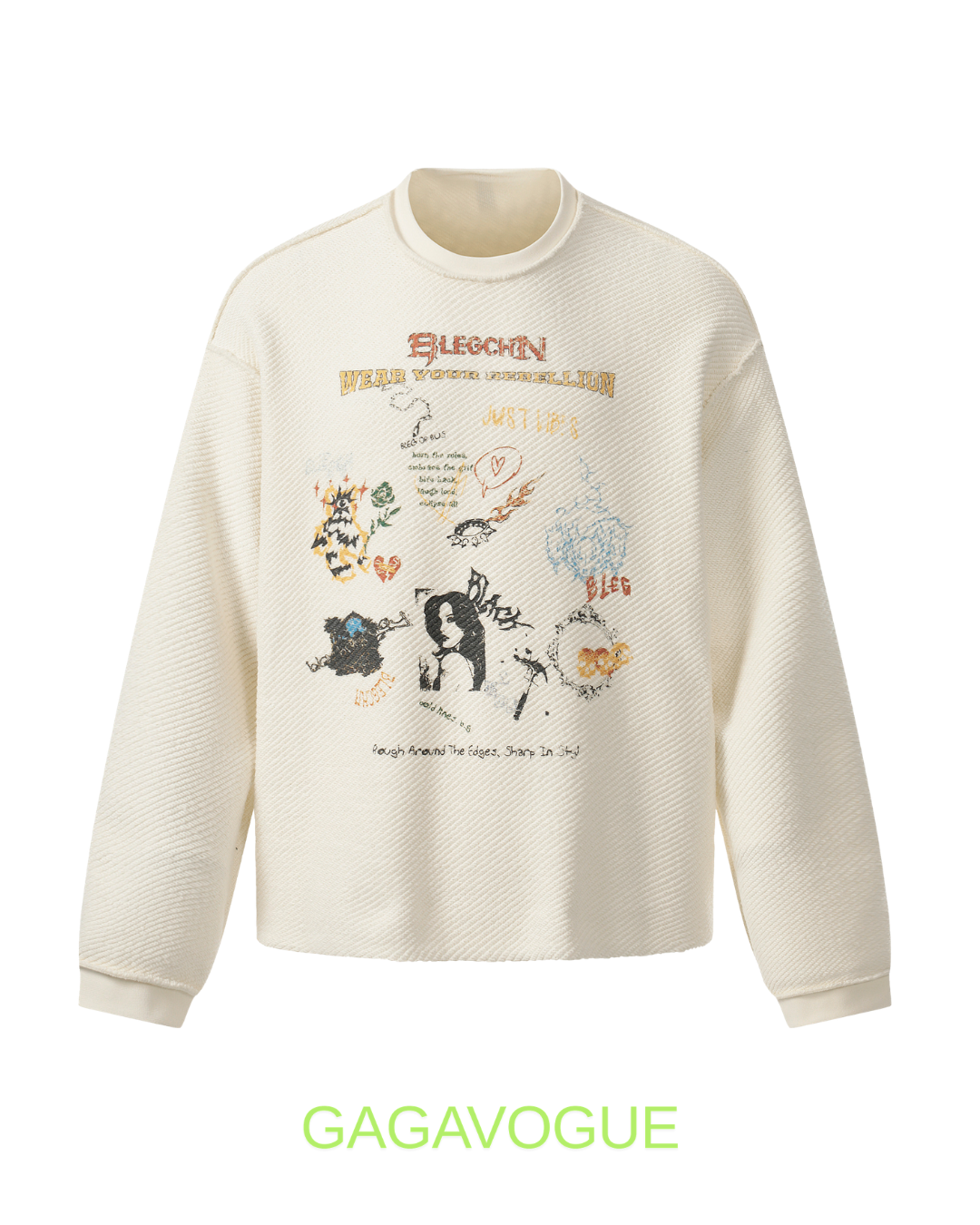 GAGAVOGUE BLEGCHN REVERSIBLE WAFFLE SWEATER
