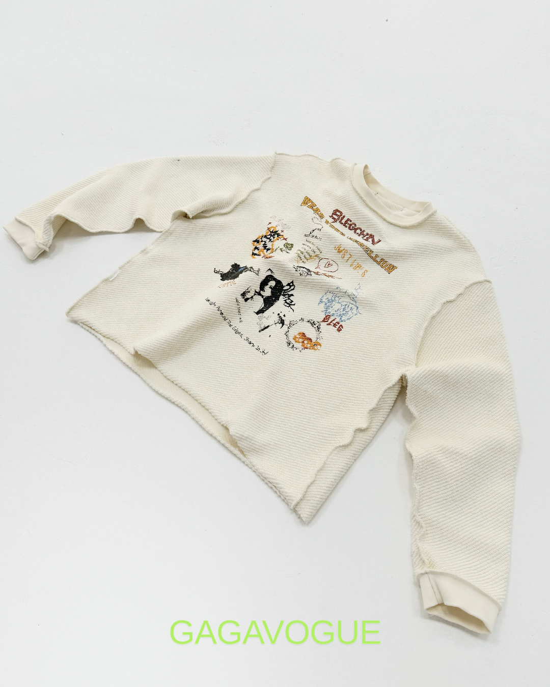 GAGAVOGUE BLEGCHN REVERSIBLE WAFFLE SWEATER