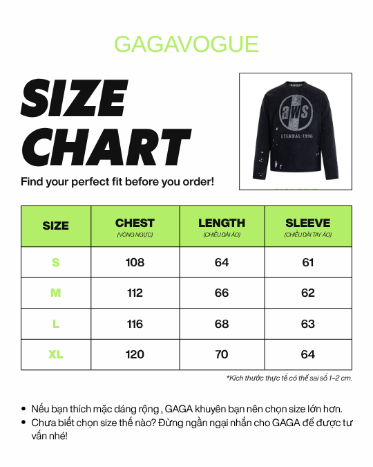 GAGAVOGUE AWS ETERNAL 1999G WASHED LONG SLEEVE T-SHIRT