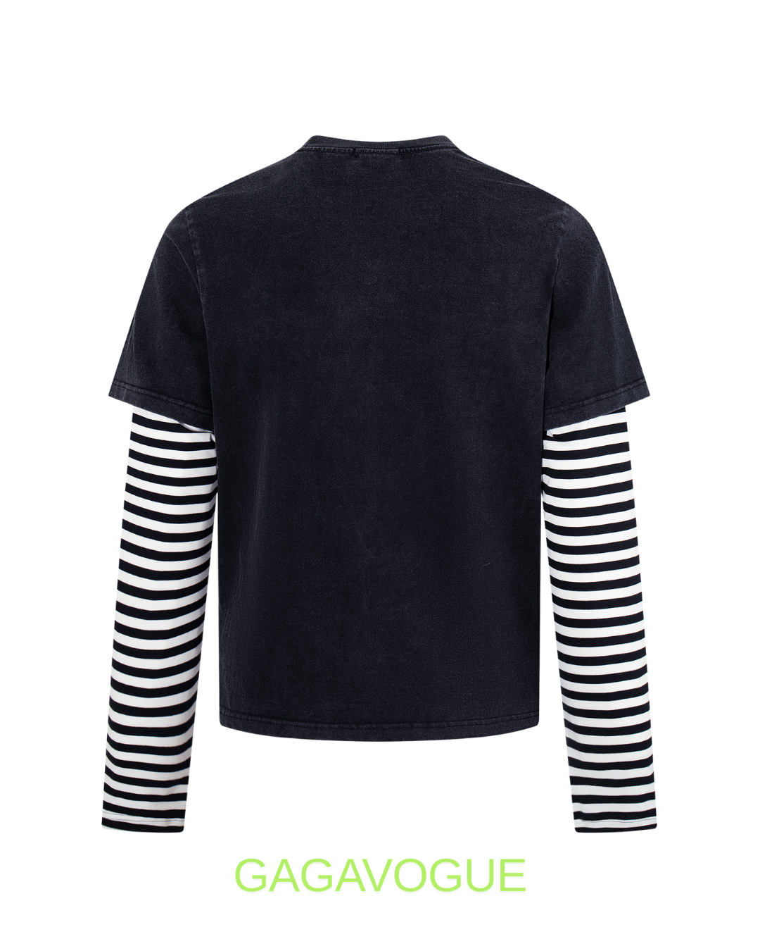GAGAVOGUE STAR ANGEL LAYERED STRIPED LONG SLEEVE T-SHIRT