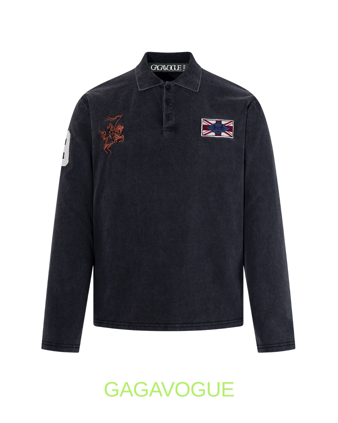 GAGAVOGUE WESTERN REGION EMBROIDERED POLO LONG SLEEVE
