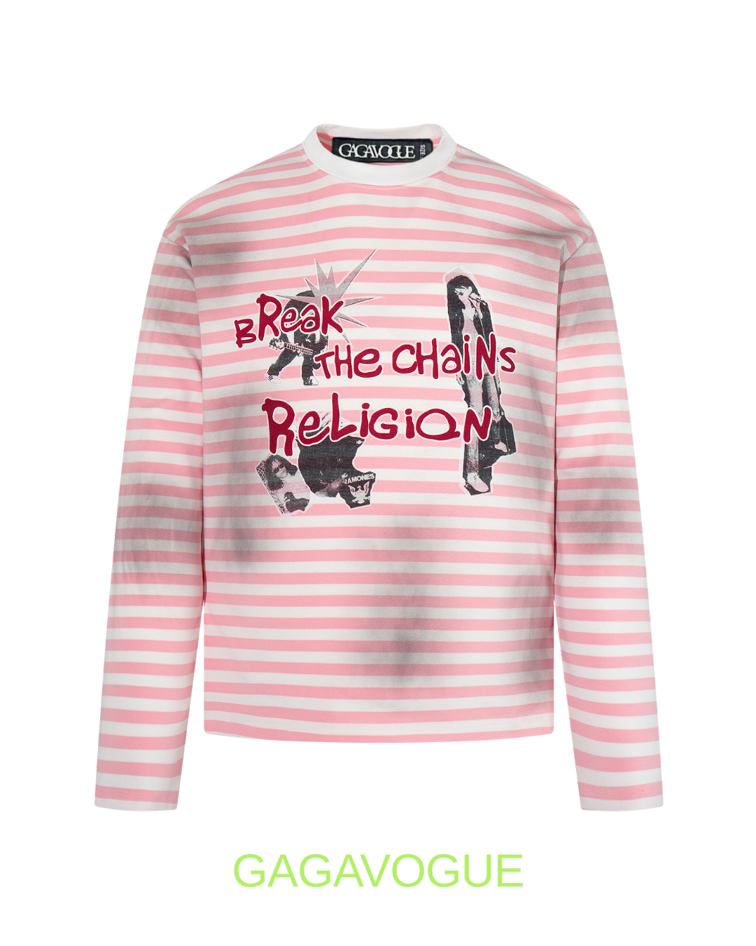 GAGAVOGUE BREAK THE CHAINS STRIPE LONG SLEEVE TEE