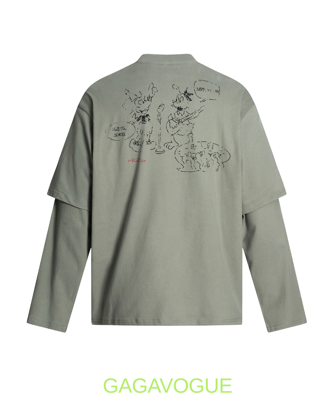 GAGAVOGUE VINTAGE LAYERED CARTOON LONG SLEEVE TEE