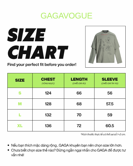 GAGAVOGUE VINTAGE LAYERED CARTOON LONG SLEEVE TEE