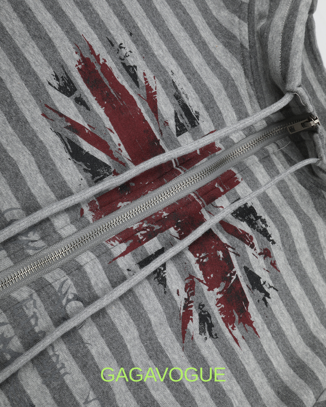 GAGAVOGUE VINTAGE STRIPE ZIP SWEATER
