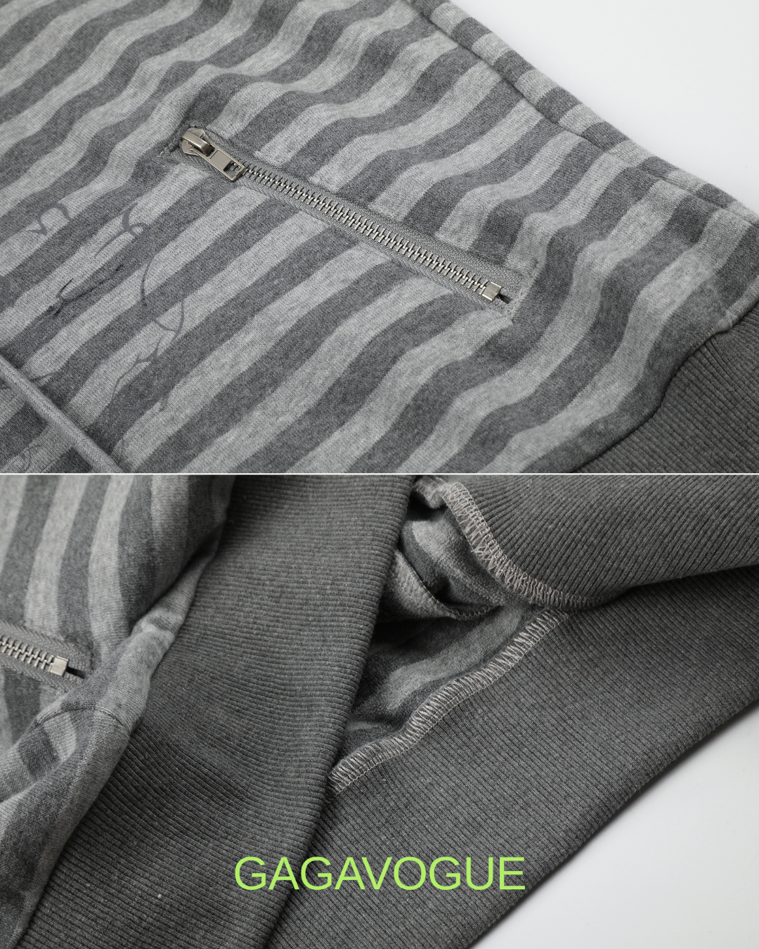 GAGAVOGUE VINTAGE STRIPE ZIP SWEATER