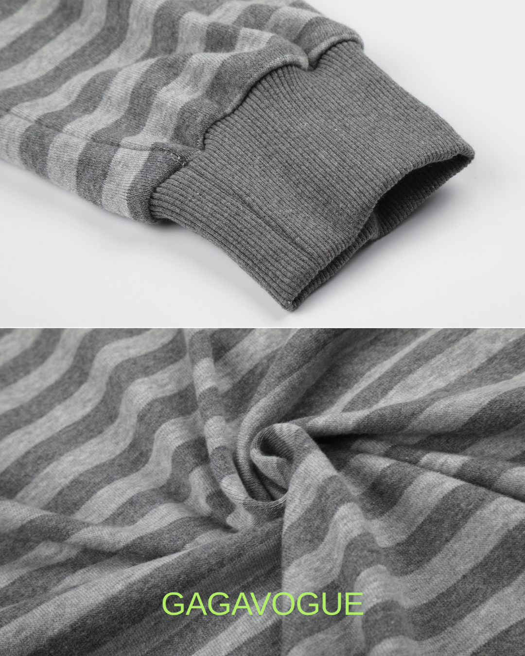 GAGAVOGUE VINTAGE STRIPE ZIP SWEATER