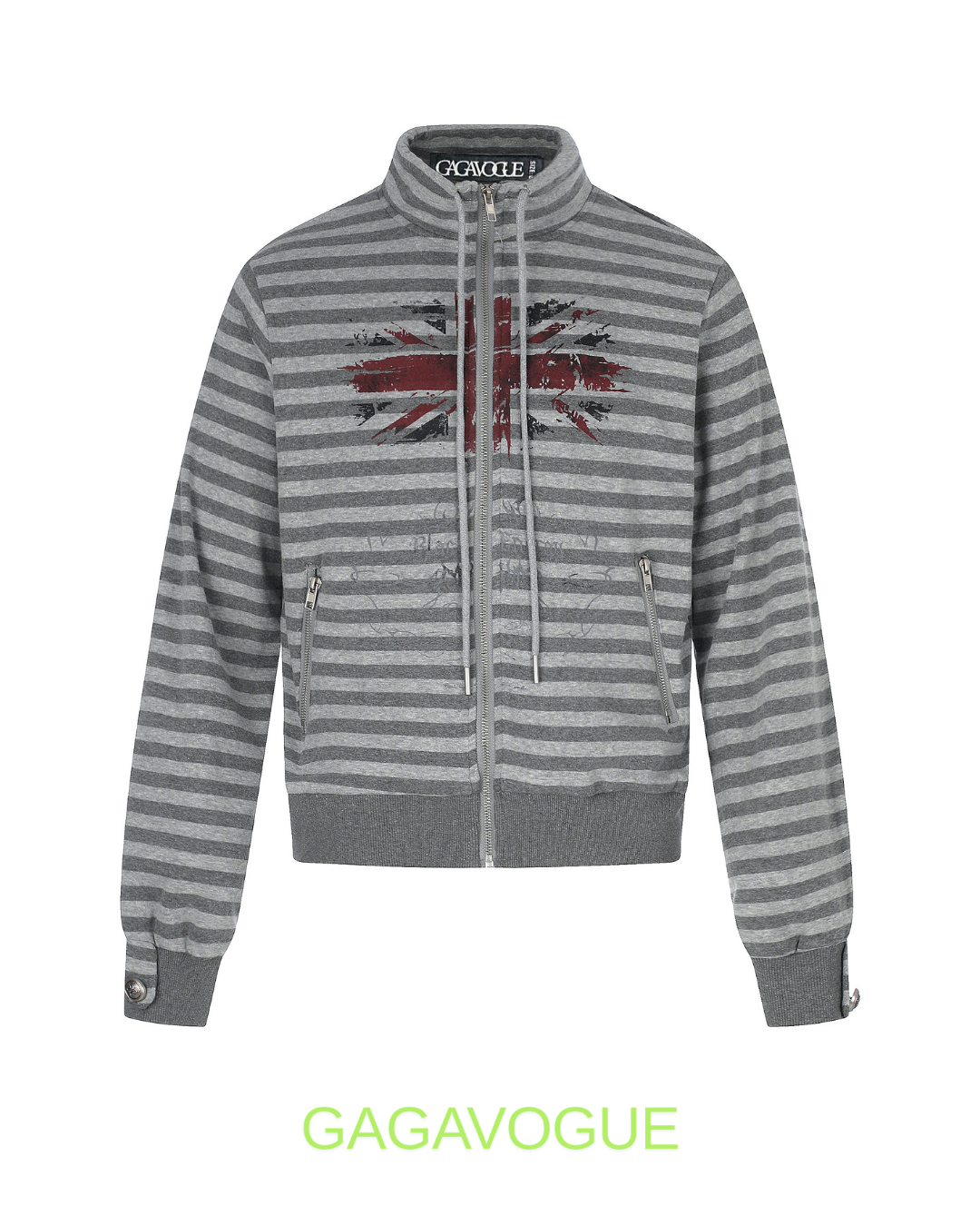 GAGAVOGUE VINTAGE STRIPE ZIP SWEATER