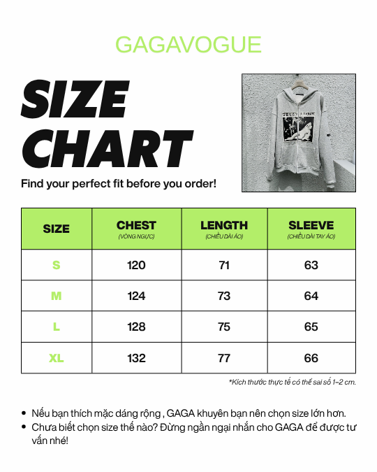 GAGAVOGUE VINTAGE GRAPHIC ZIP HOODIE