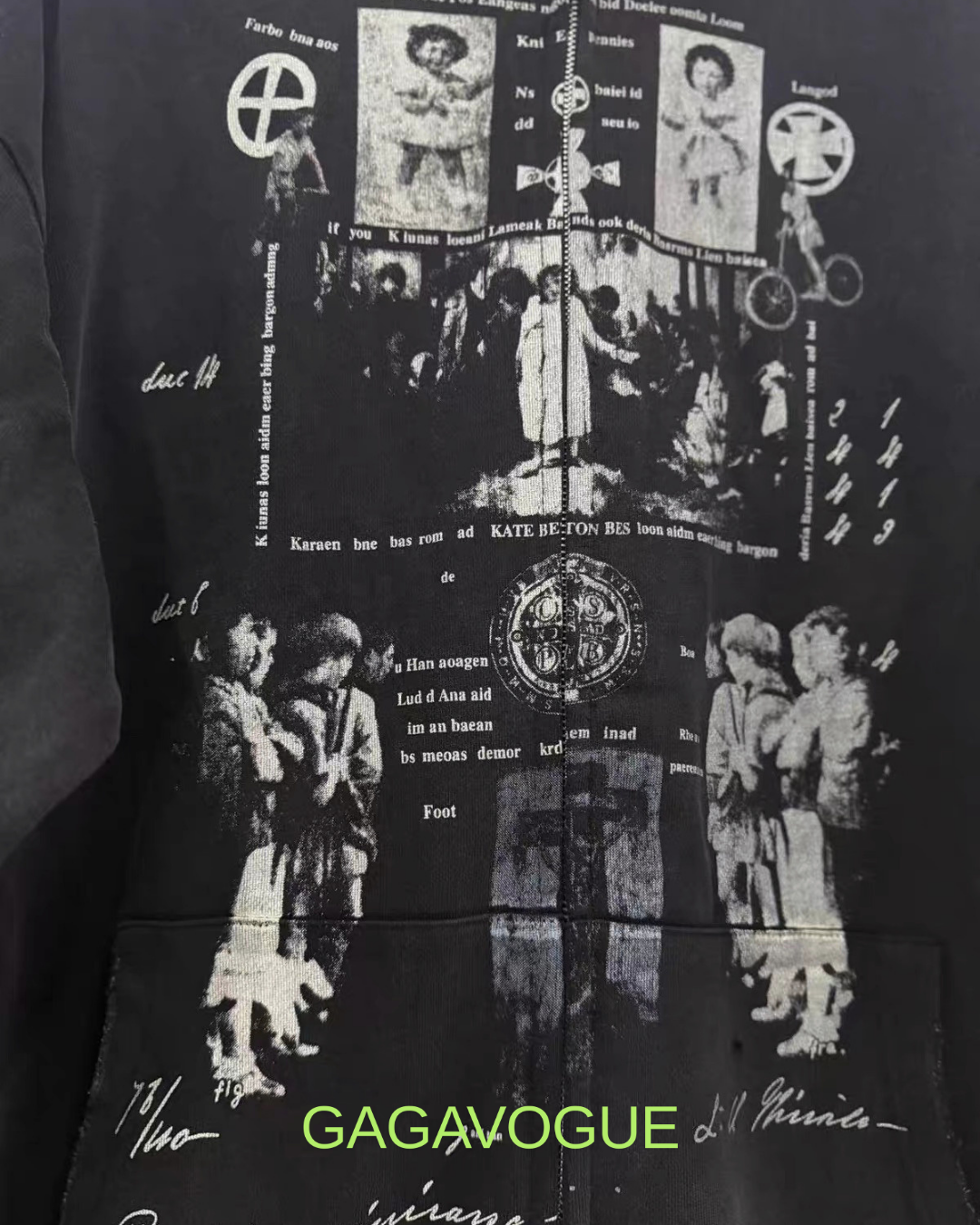 GAGAVOGUE VINTAGE COLLAGE ZIP HOODIE