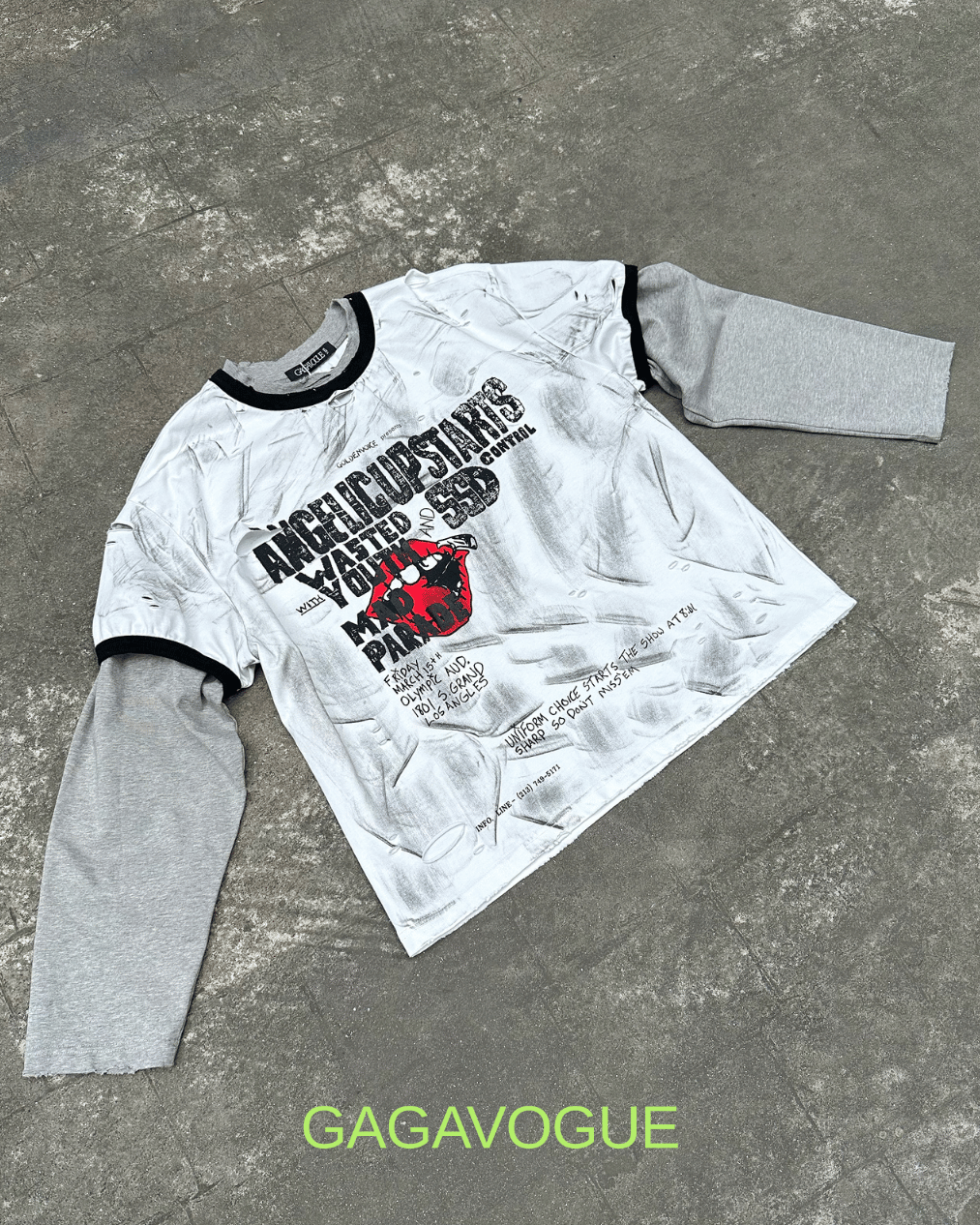 GAGAVOGUE ANGEL CUP STAR Y2K GRAPHIC LAYERED TEE