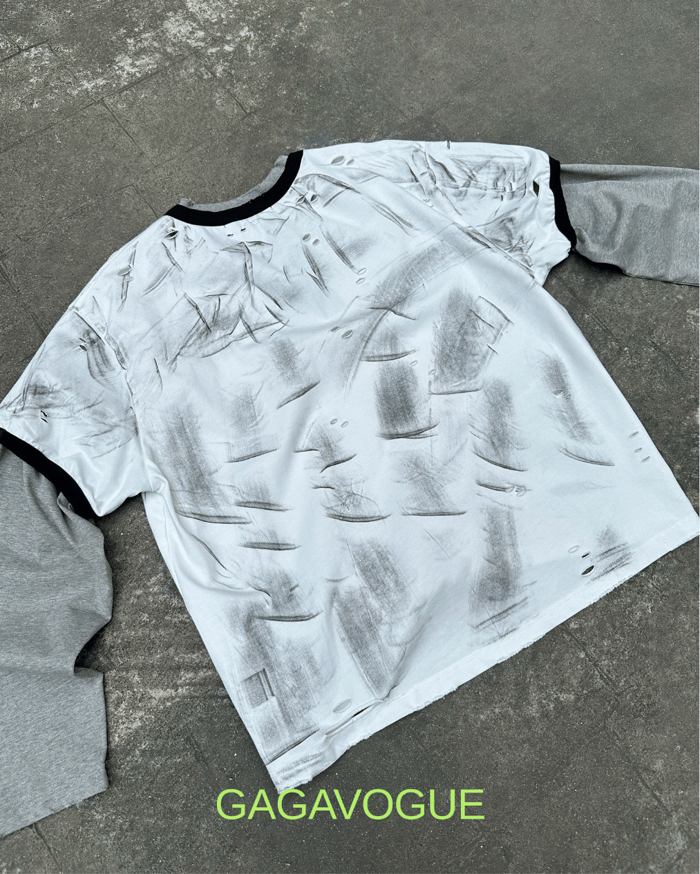 GAGAVOGUE ANGEL CUP STAR Y2K GRAPHIC LAYERED TEE