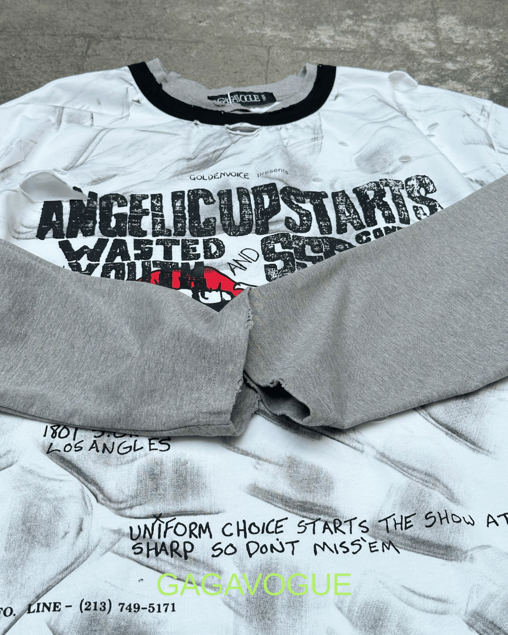 GAGAVOGUE ANGEL CUP STAR Y2K GRAPHIC LAYERED TEE