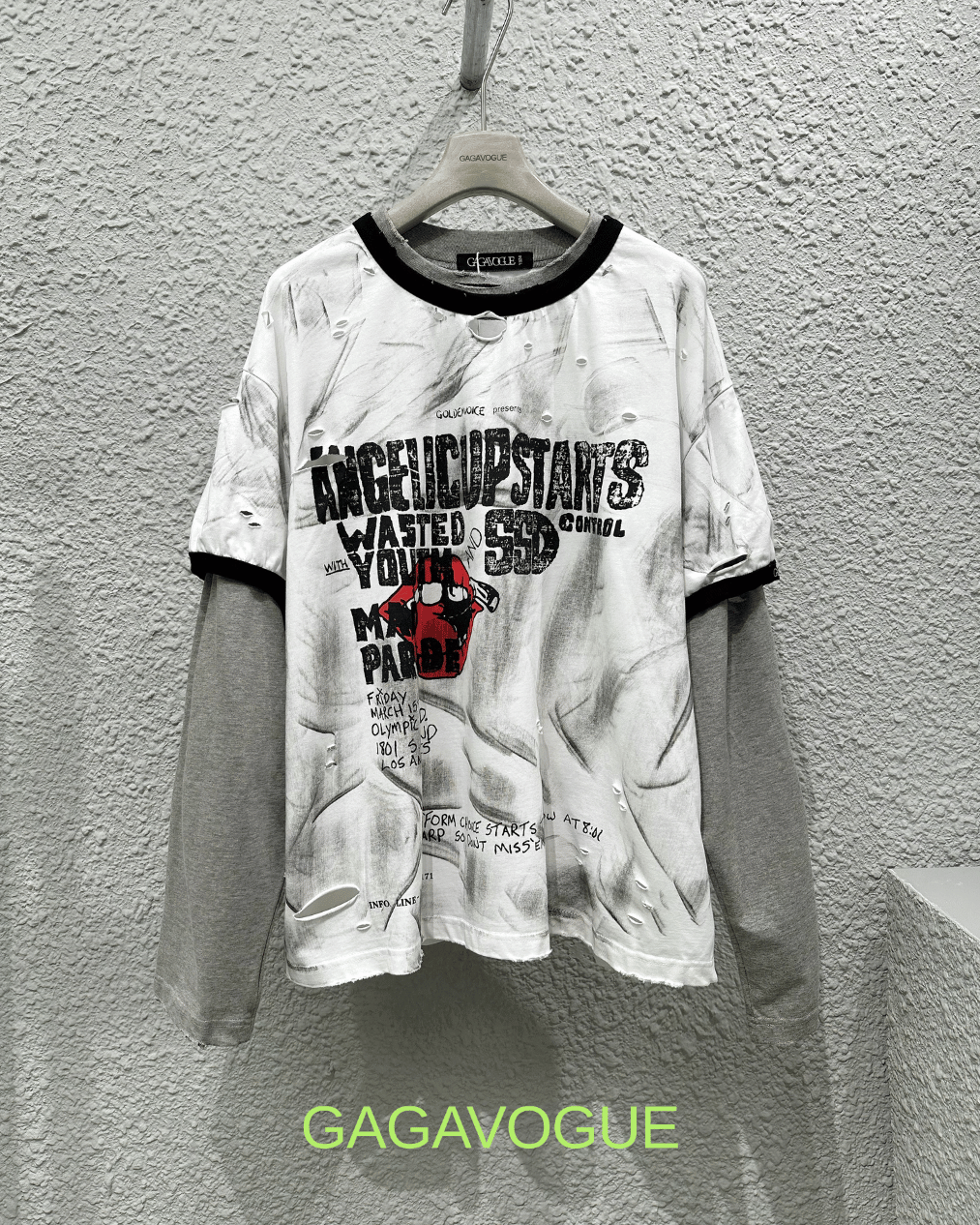 GAGAVOGUE ANGEL CUP STAR Y2K GRAPHIC LAYERED TEE