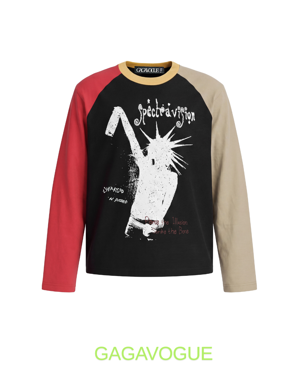 GAGAVOGUE SPECTRAVISION COLOR BLOCK LONG SLEEVE T-SHIRT