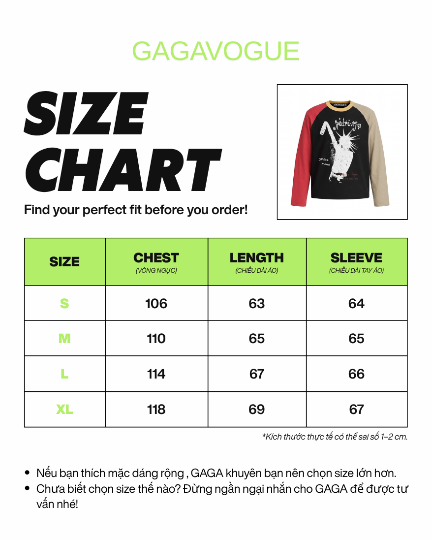 GAGAVOGUE SPECTRAVISION COLOR BLOCK LONG SLEEVE T-SHIRT