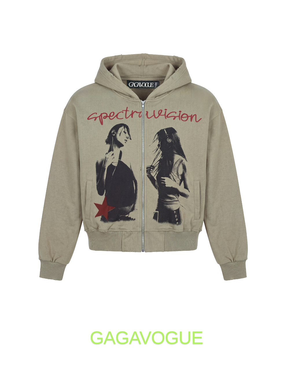 GAGAVOGUE SPECTRAVISION DUO GRAPHIC ZIP-UP HOODIE