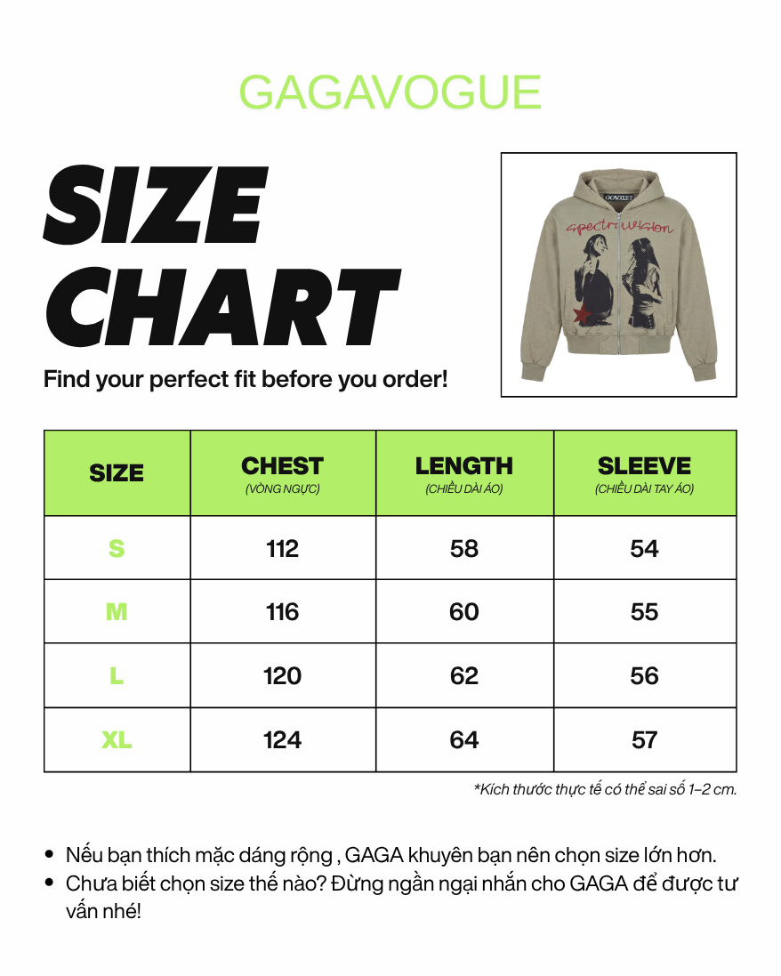 GAGAVOGUE SPECTRAVISION DUO GRAPHIC ZIP-UP HOODIE