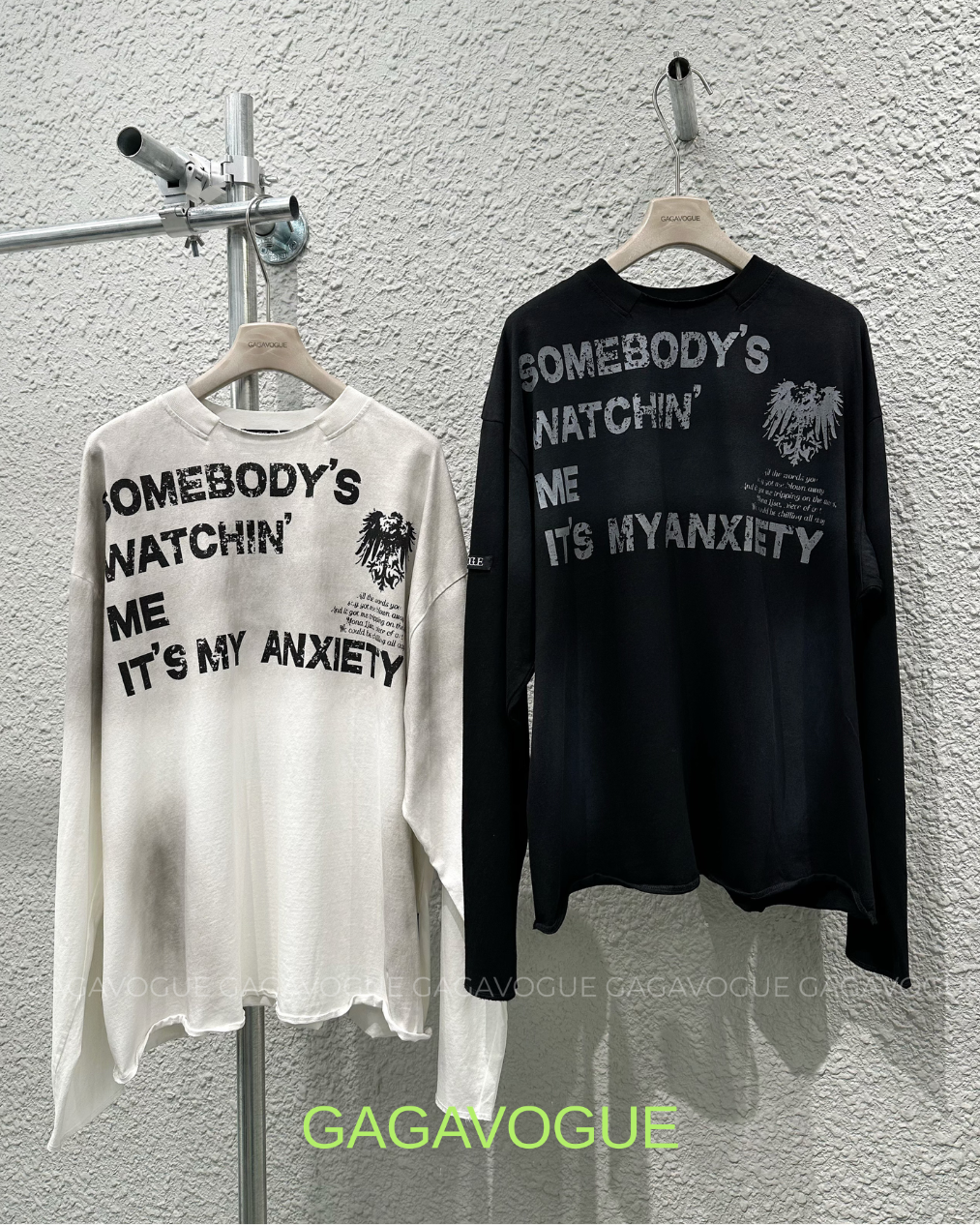 GAGAVOGUE SOMEBODY’S WATCHIN’ ME GRAPHIC LONG SLEEVE T-SHIRT
