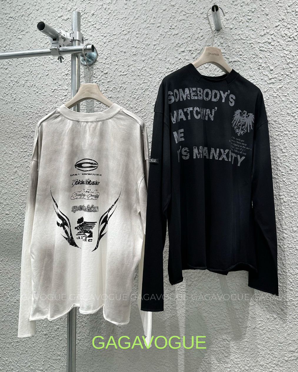 GAGAVOGUE SOMEBODY’S WATCHIN’ ME GRAPHIC LONG SLEEVE T-SHIRT