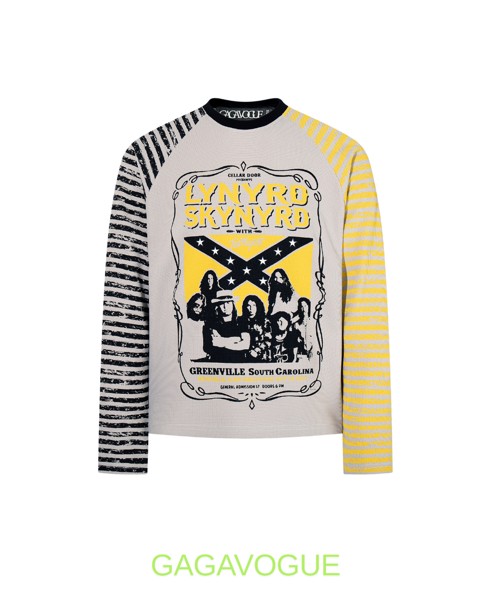 GAGAVOGUE LYNYRD SKYNYRD GREENVILLE GRAPHIC WAFFLE LONG SLEEVE TEE