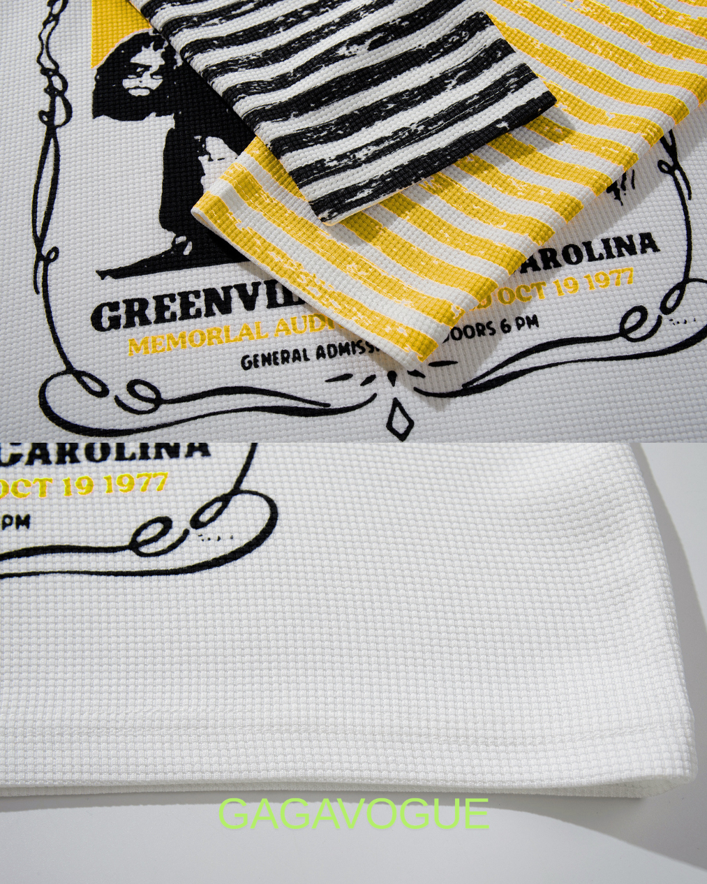 GAGAVOGUE LYNYRD SKYNYRD GREENVILLE GRAPHIC WAFFLE LONG SLEEVE TEE