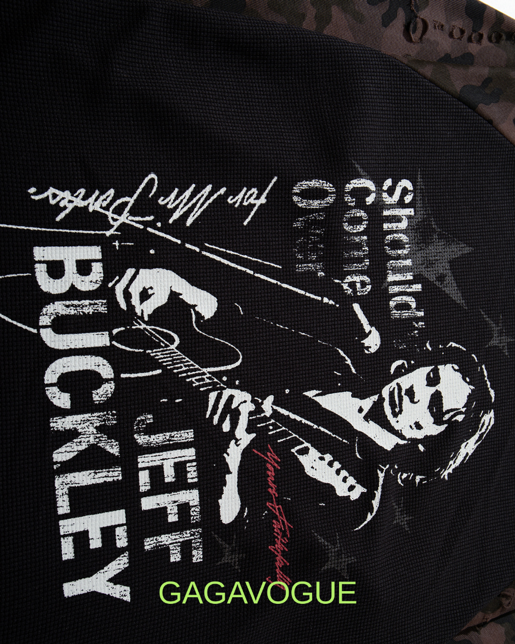 GAGAVOGUE JEFF BUCKLEY CAMO SLEEVE GRAPHIC LONG SLEEVE TEE